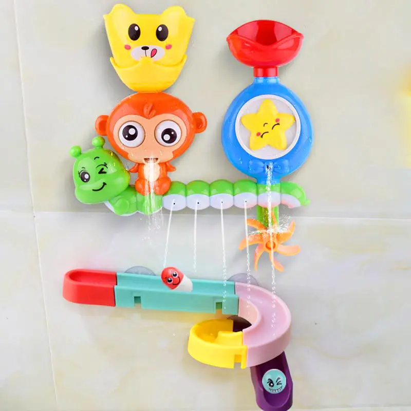유치원 플라스틱 물 바퀴 원숭이 회전 흡입 컵 스프링클러 회전 아기 샤워 장난감, 목욕 튜브 장난감, 목욕 장난감 아기