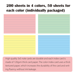Notas adhesivas de alta calidad, Bloc de notas de 4 colores para la escuela, oficina, diario, papelería, 200 hojas, Bloc de notas - Product Image 5