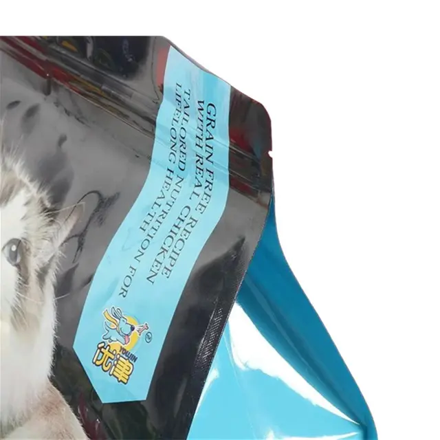 Personalizar fondo plano resellable 15kg bolsa de fuelle lateral mascota gato perro bolsa de embalaje de alimentos