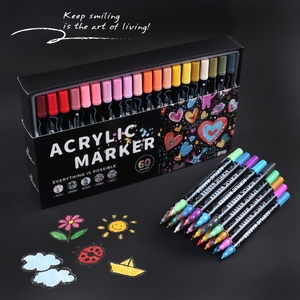 Giữ Nụ Cười 60 Màu Sắc Đôi Đầu Vòng Toe Tip Sơn Nghệ Thuật Dot Mực Acrylic Sơn Đánh Dấu Bút Bộ Quà Tặng - Product Image 1