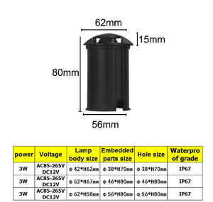 新しいタイプ3WLED埋め込みIP67 AC85-260V DC12V屋外埋め込み式デッキライト1/2/3/4側面図地下ランプ歩道照明 - Product Image 4