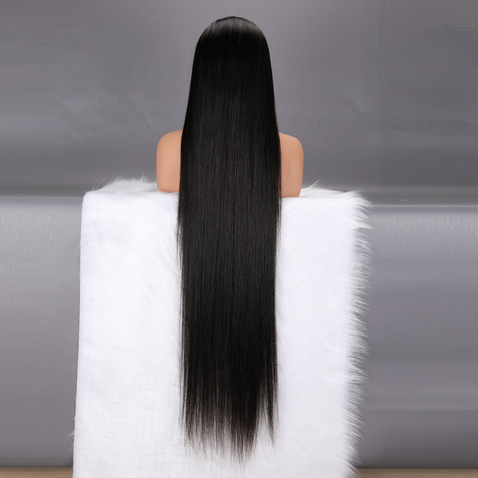 Natural black straight hair