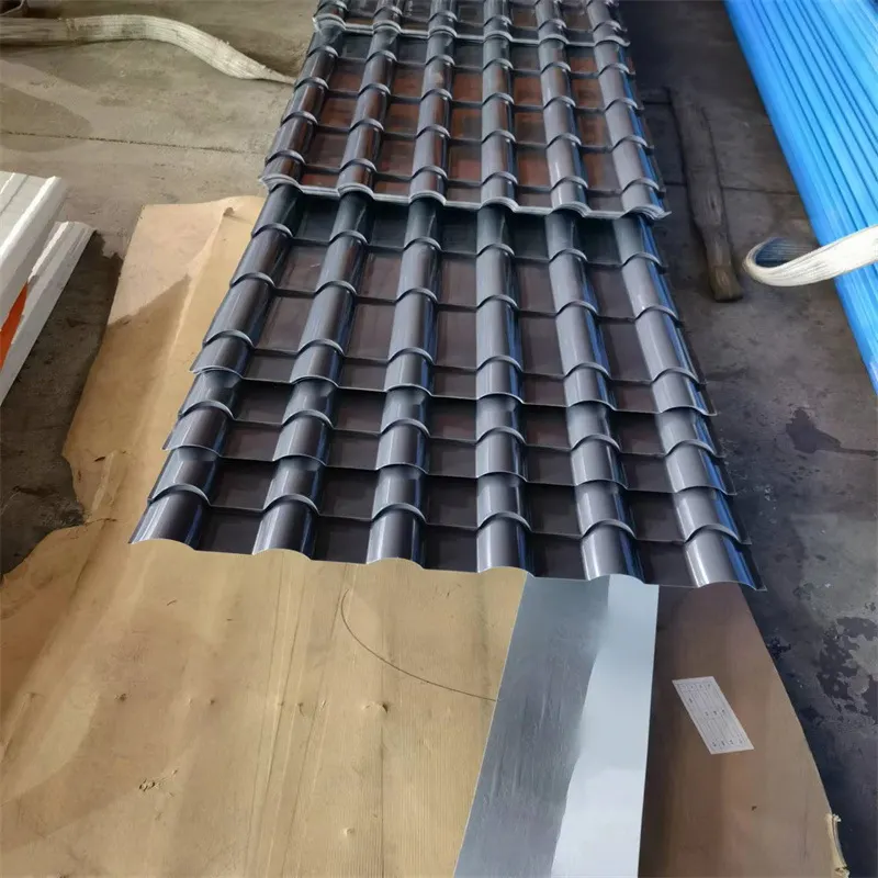 Ubin atap dilapisi warna logam Gi PPGI plat baja ringan pra-cat lembar baja bergelombang galvanis