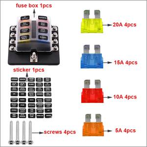 8ウェイATCヒューズホルダー5A10A 15A20Aブレードバッテリー端子マウントヒューズボックス、透明カバーLEDライト付き - Product Image 3