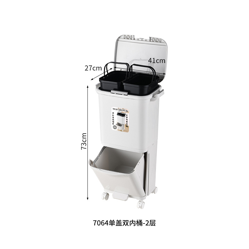 Single lid, double inner drum, two layers, 34L