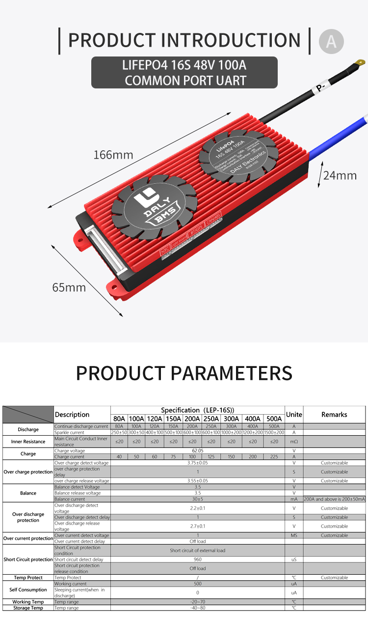 Daly 13s 14s 15s 16s 48v Lithium battery bms board 100a 200a 250a 16s smart bms 100amp 48v 16s smart bms lifepo4