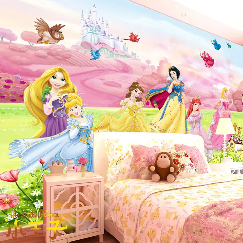 Prinzessin Hintergrund 3D Kinderzimmer Tapete Jungen Mädchen Cartoon Wand dekoration Wandbild nahtlose Wand Stoff Stoff