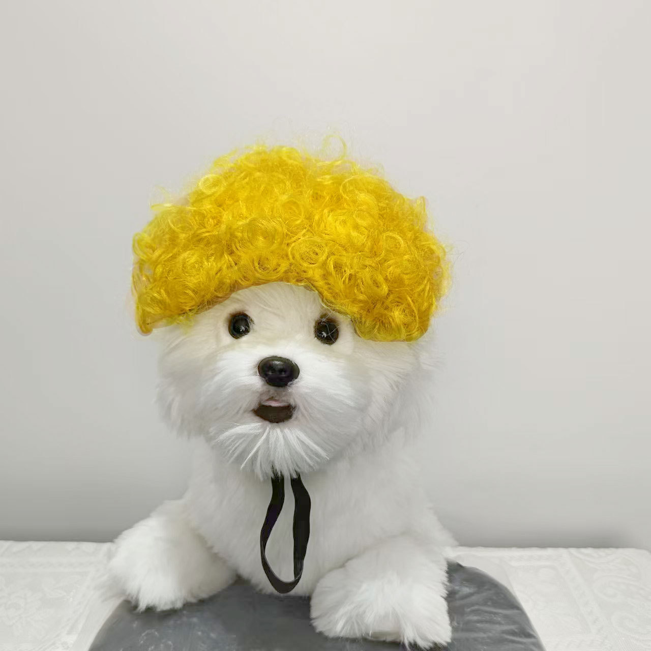 Dog wig with spiky yellow hair (40g)