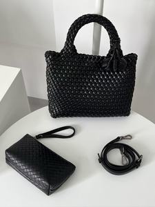 批发市场经典热销款手工编织pu包时尚耐用手提包潮流内袋女童双手柄