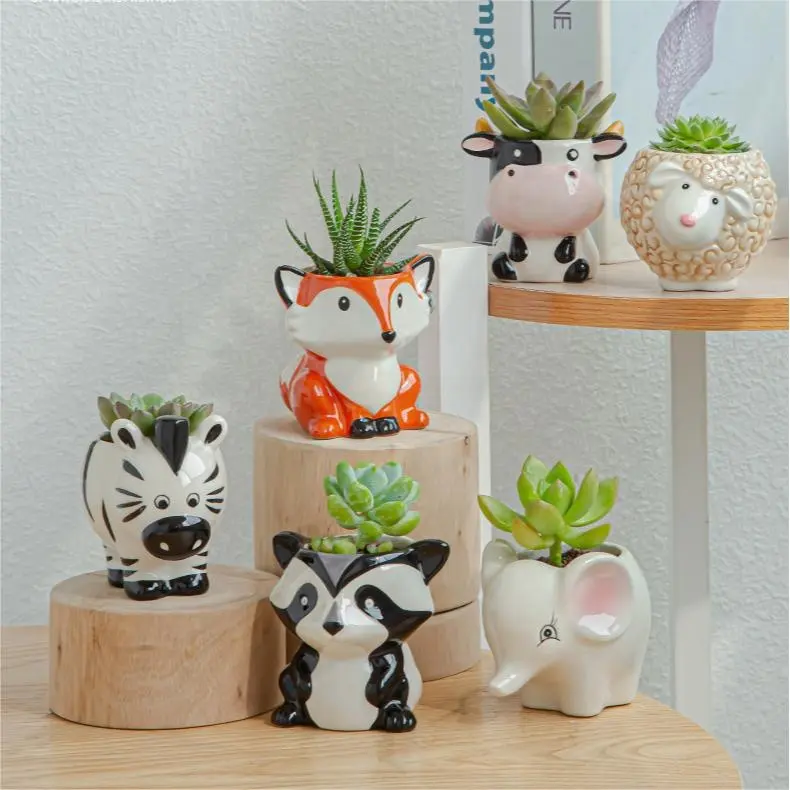 Worth Mini Animal forma hogar decorativo chino macetas de cerámica maceta con orificio de drenaje