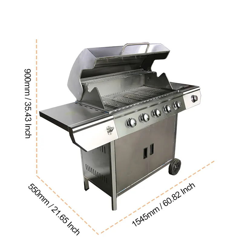 Pentole in acciaio inox barbecue fumatori griglie per barbecue a gas da esterno integrate