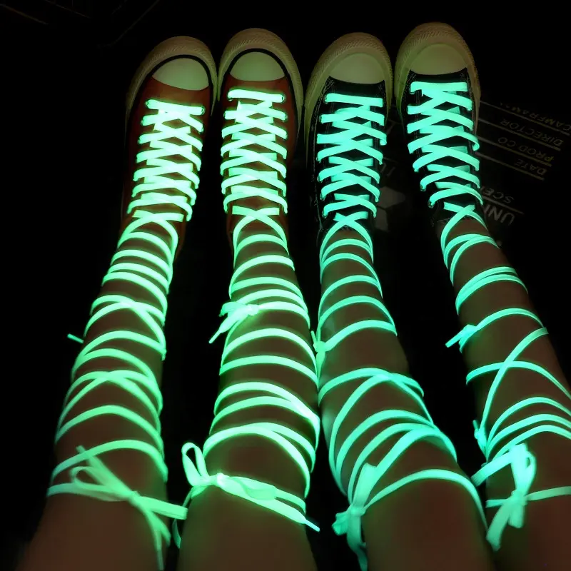 Светящиеся шнурки для обуви, модные плоские флуоресцентные спортивные ботинки для дискотеки, для дня рождения, детские подарки