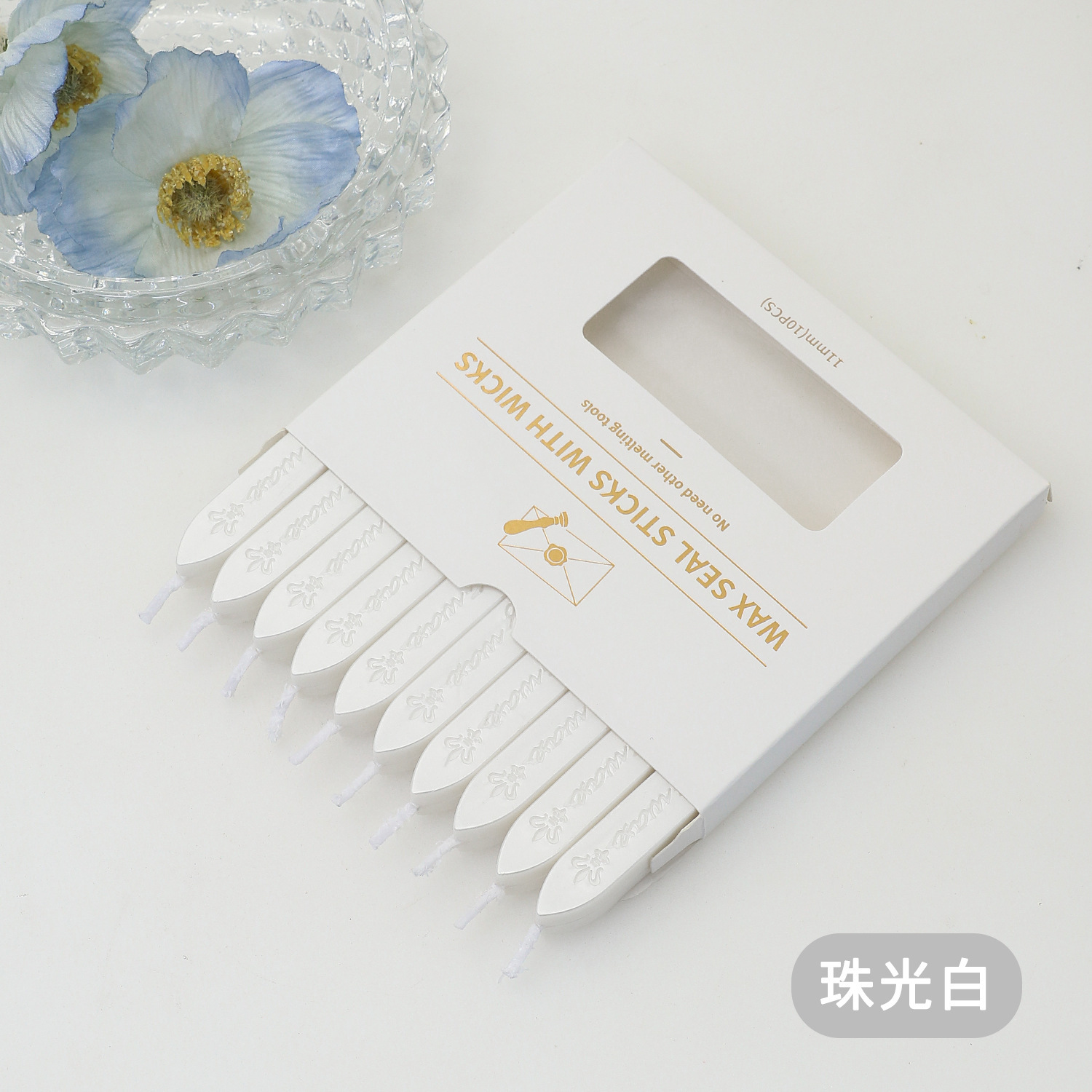 Letter-shaped with core-10 pcs per box-pearl white