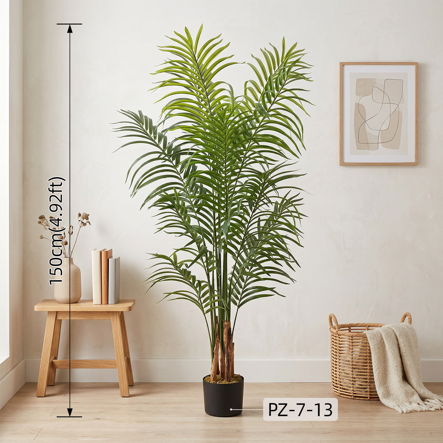 Slender Faux Palm Tree Lifelike Potted Tropical Greenery Plant