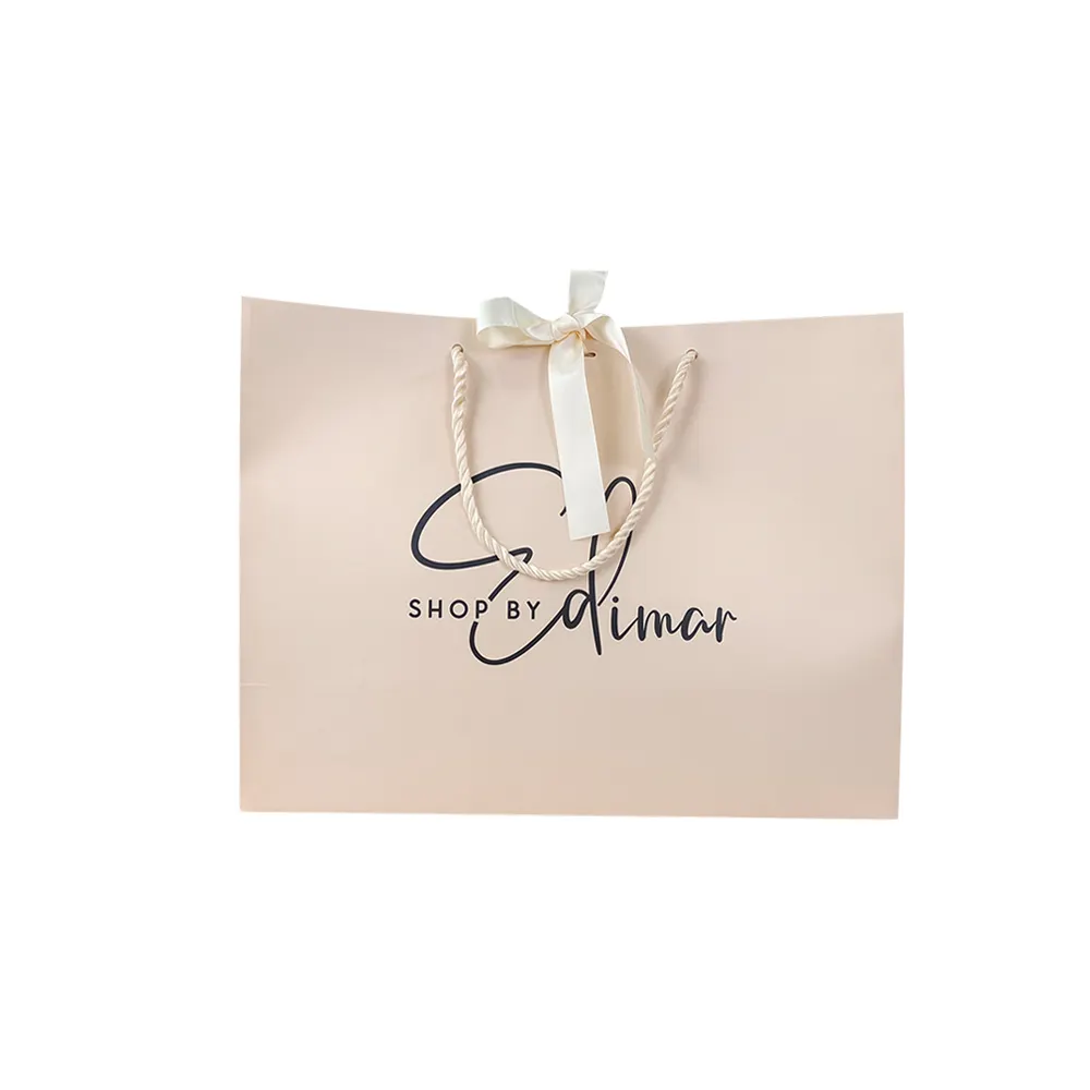 Benutzer definierte Mini kleine weiße Geschenk Papiertüten Luxus Hochzeit Geburtstag Schmuck Geschenk Papiertüte mit Band Krawatte Bogen für kleine Unternehmen