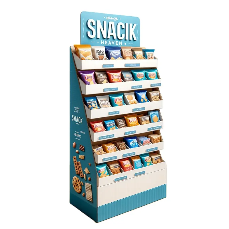 Espositore negozio di snack in cartone di fabbrica