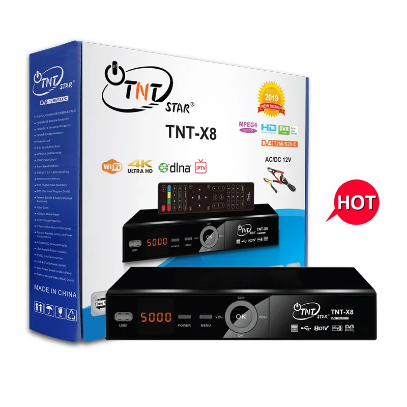 TNTSTAR TNT-X8 Nouveau décodeur tv sat cines joueur hisilicon hi3716c décodeur tv box bébé recevant la couverture récepteur dvb-s2 dvb-t2