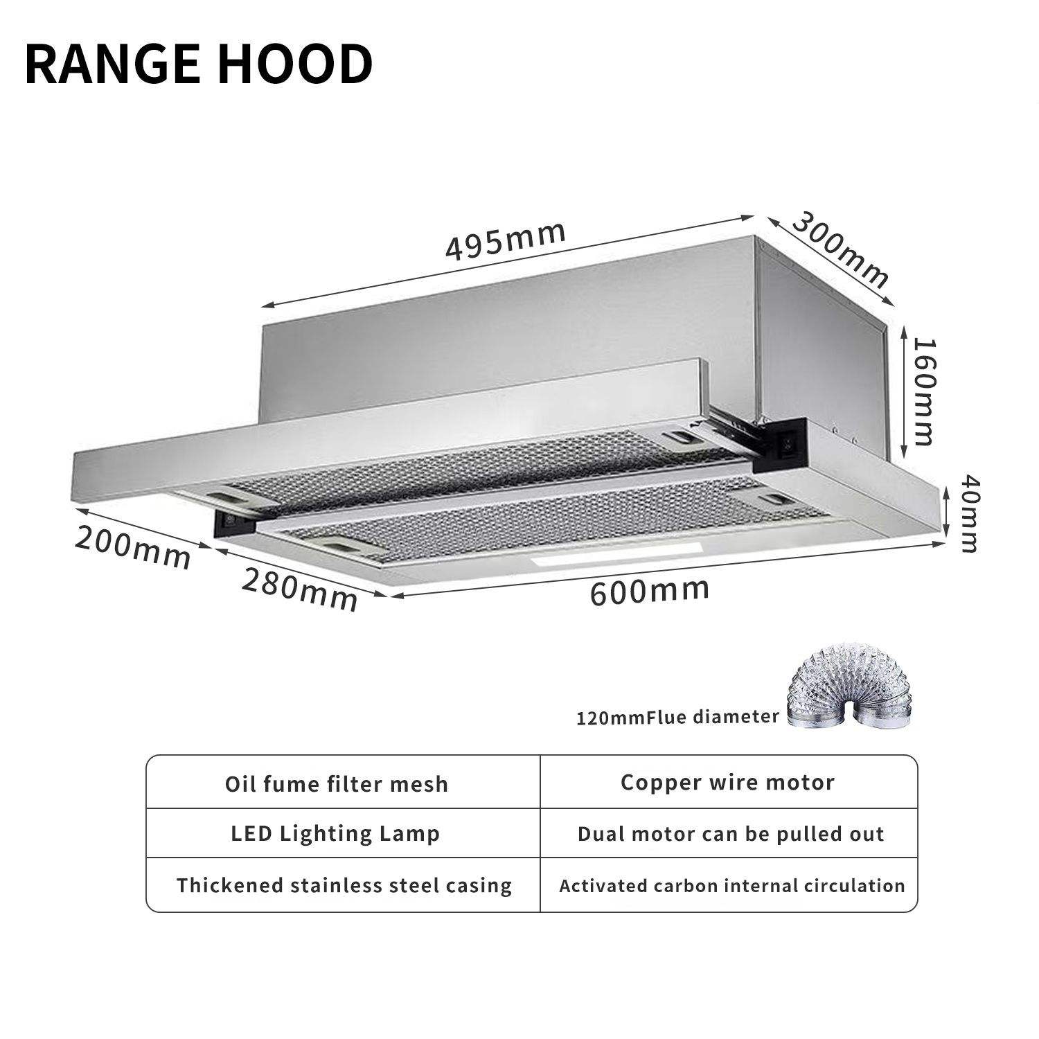 (ถ่านกัมมันต์แบบมอเตอร์คู่กว้าง 60 ซม.)