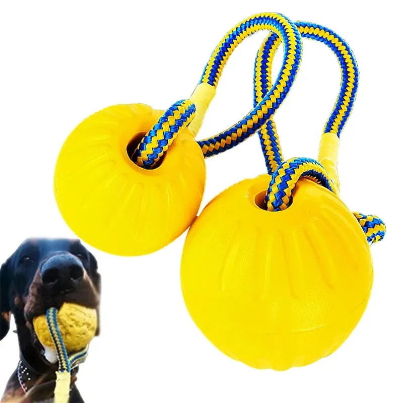 Doğal EVA yüzen köpük topu Pet eğitim köpek oyuncaklar için bir halat köpek oyuncak