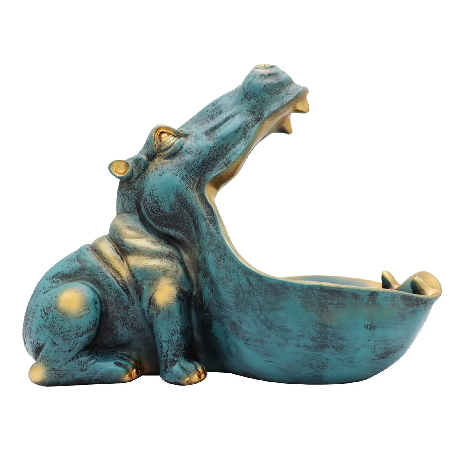 Étagère de table en bois vintage Décoration d'intérieur africaine Collection de rangement Statue d'hippopotame