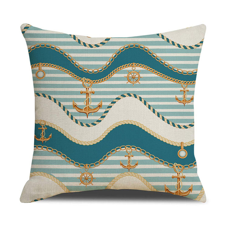 Ocean Blue Digital Print Sofa Throw Pillow Case Linen Cushion Cover