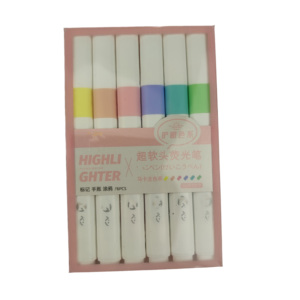 Pennarello evidenziatore in plastica da 6 colori punta a scalpello di alta qualità pennarello a inchiostro fluorescente personalizzato sfuso - Product Image 4