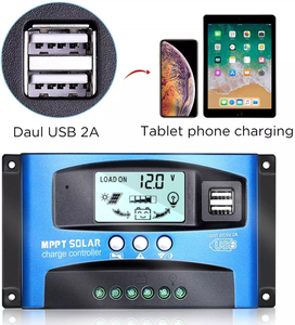 Regolatore solare MPPT PWM 100A 60A 30A caricabatterie e 12V 24V Auto Dual USB Display LCD pannello solare Controller solare - Product Image 4