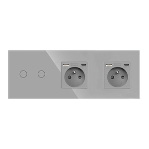 欧盟单电源插座触摸开关USB C型墙壁插座双三壁玻璃插座 - Product Image 1