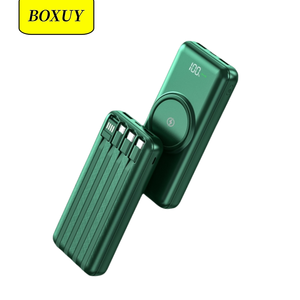 Large Capacity Wireless Charging Portable Charger LED Light Display Wireless Powerbank In-built Cables 30000mah Power Bank - Product Image 1