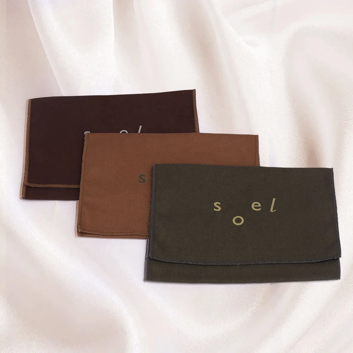 Envelope de logotipo personalizado, envelope de algodão para sarja, bolsa de cosméticos para cuidados com a pele, produto de luxo, bolsa para presente