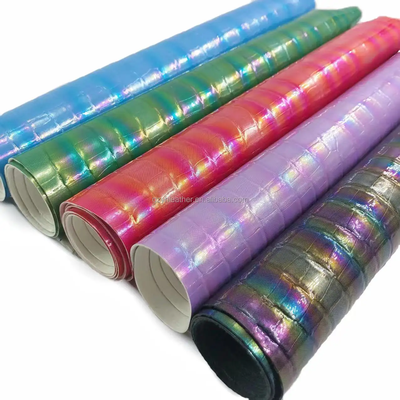 Charol de vinilo marino suave y brillante para decoración de bolsos, zapatos y cinturones, impermeable con patrón de cocodrilo de color arcoíris 938