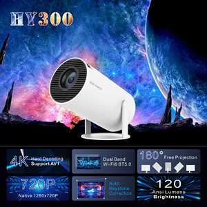 Ajuste de pantalla de proyector inteligente HY300, diseño redondo con tapa de 180 grados, construido en Android OS 11,0, proyector portátil de cine en casa - Product Image 3