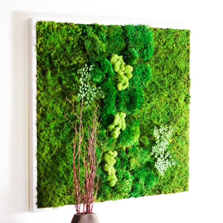 Verano Flora césped artificial planta 3D decoración de la pared y verde musgo vertical verde decoración de la pared