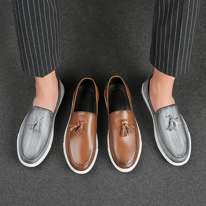 Italy Men Casual Shoes Leather Loafers Office Shoes For Men Driving Moccasins Comfortable Slip on Party Fashion Shoes Men