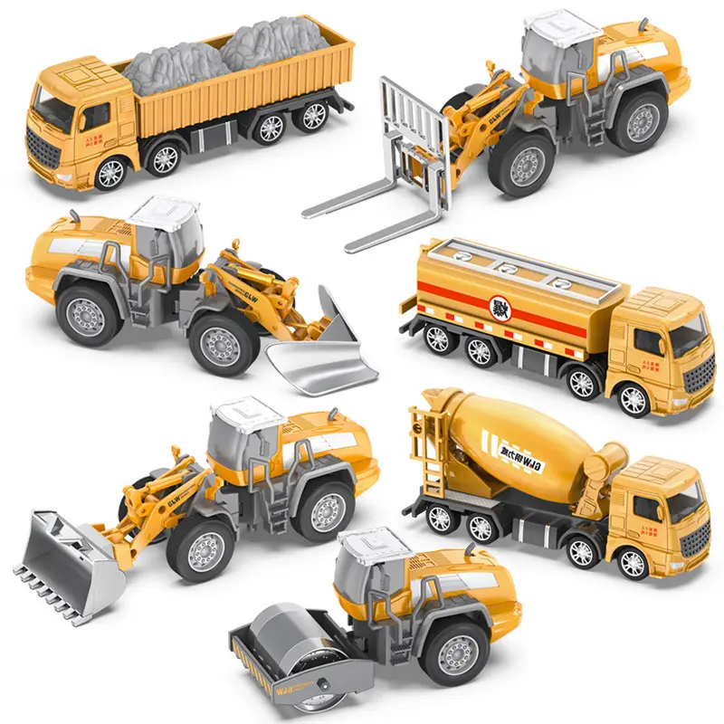 1:55 simulazione modello di auto in lega escavatore di ingegneria per bambini Set betoniera gru veicolo di trasporto giocattolo scorrevole