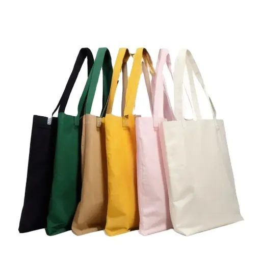 YC Custom Print Logo Reusable Tote Gift Bags Canvas Reusable Cotton Shopping Bags