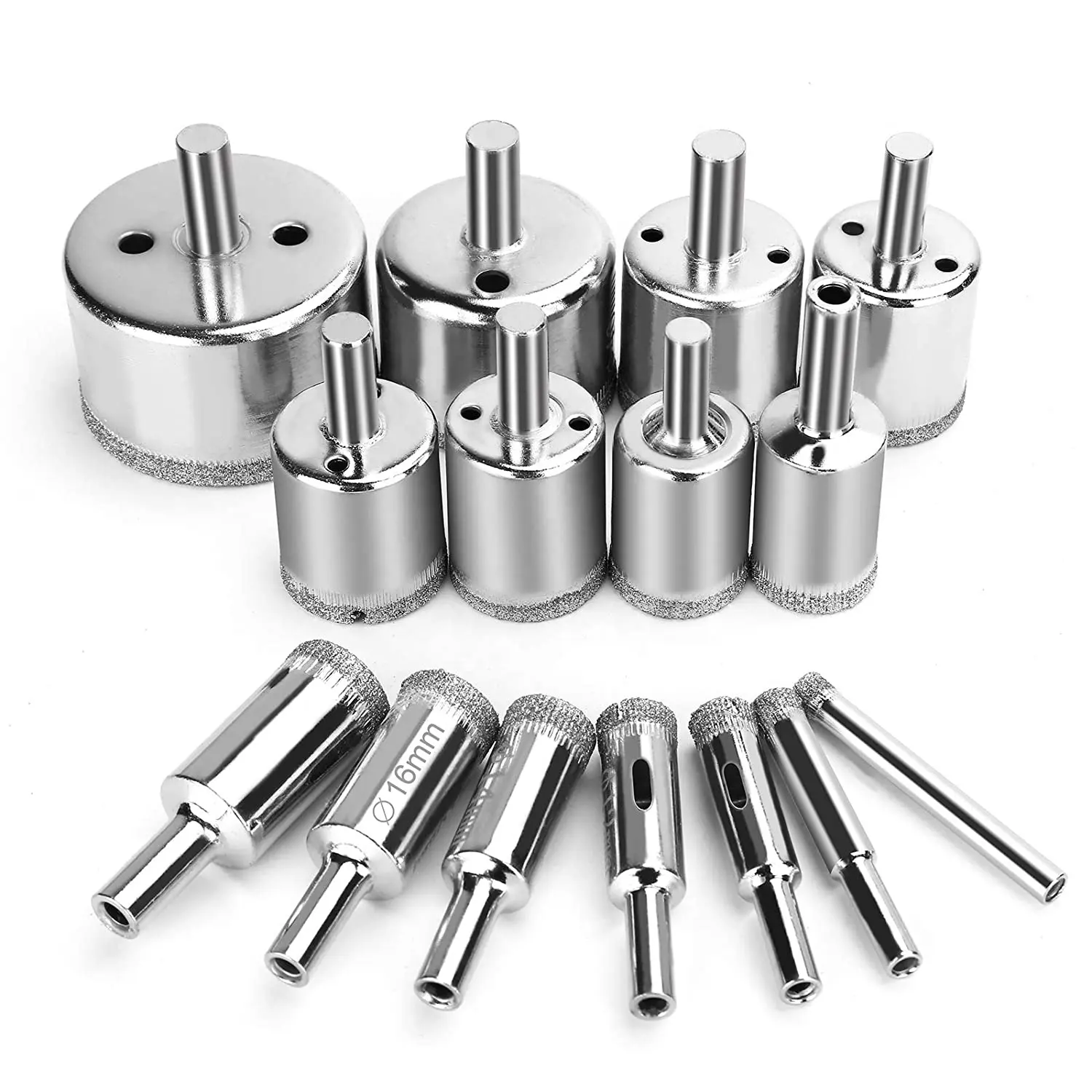 15 Piece Ceramic Diamond Hole saw Bit Set Drilling for Glass/Bottle/Marble/Granite/Tile Cutting 6 mm to 50 mm