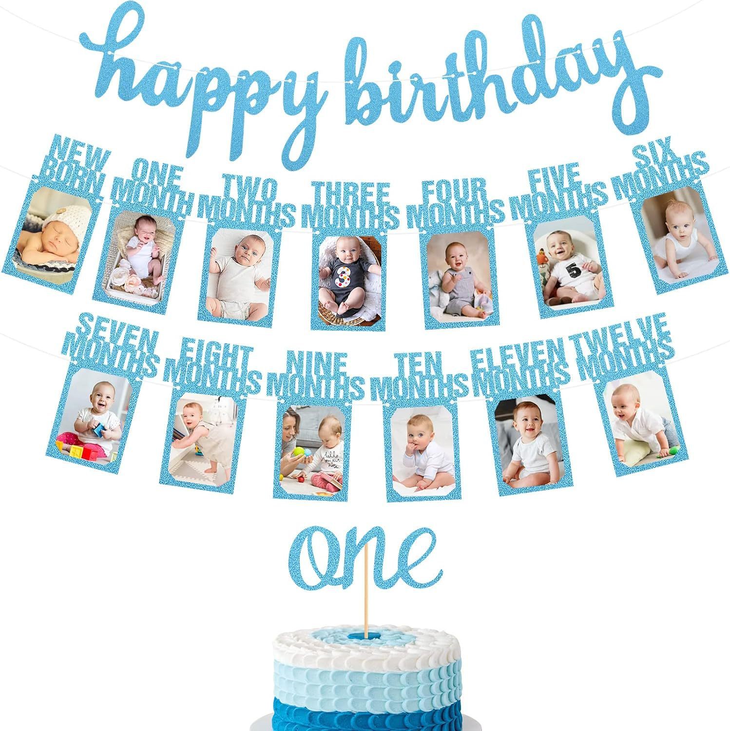 Blue happy birthday set - one size fits all