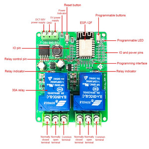ESP8266 WIFI 1/2/4 CH Channel 30A modulo relè DC 12V 24V ESP-12F scheda di sviluppo DC 7V-28V 5V per controllo Wireless Smart Home - Product Image 2