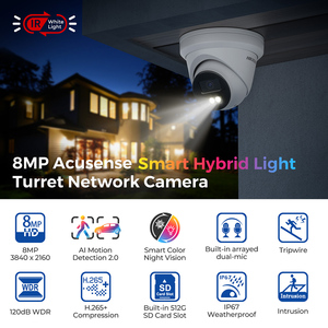 Hik 4MP 8MP taret hareket algılama İki yönlü ses 4K güvenlik ağ kamerası Poe IP kamera - Product Image 6