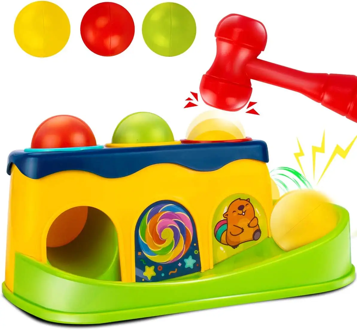 Bán Hot Kids Giáo Dục Gõ Bóng Màu Đồ Chơi Đóng Cọc Nền Tảng Búa Nhựa Đồ Chơi Trẻ Em