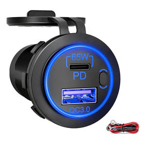 开/关开关汽车充电器USB C PD & QC3.0电源插座65W USB汽车充电器蓝牙点烟器通用DC 12V 24V - Product Image 5