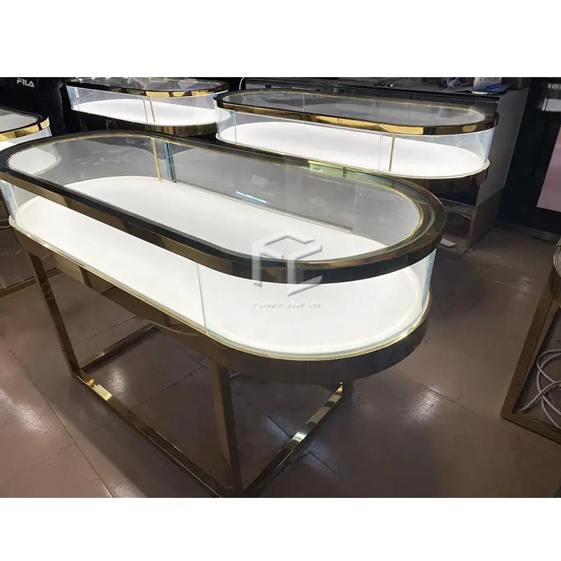 Luxury Commercial Jewelry Display Case Showcase Set Table Glass Counter Showcase Display Cabinet