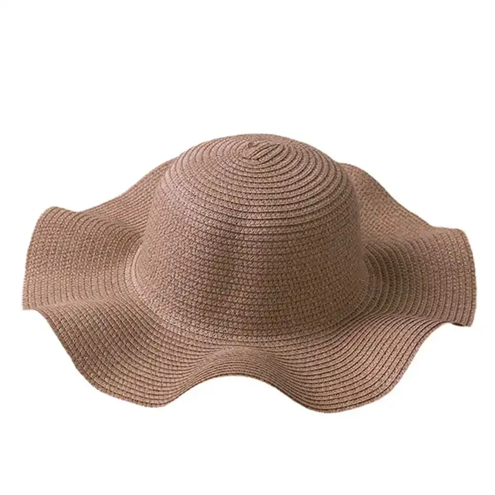 Haute qualité Logo personnalisé Sombrero plaine été plage voyage parasol crème solaire femmes disquette chapeau de paille