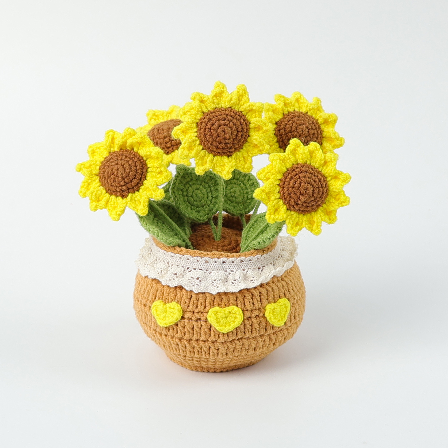 5 head sunflower potted-large wool basin