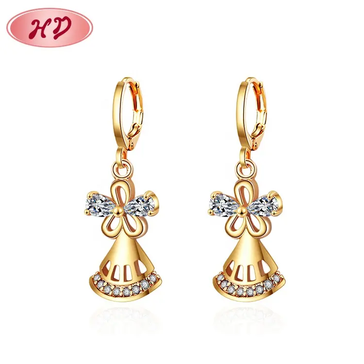 Eu And Us Fashion Small Bell Shape Earrings Necklace Jewelry Set 18K Gold-Plated Necklace Small Earings For Ladies