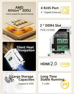 HelorPC AMD Intel NAS Mini PC 300U R7 5700U N100 2イーサネット4 LAN RJ45 MINIPCコンピュータpfsenseデスクトップLinuxファイアウォールルーター - Product Image 5