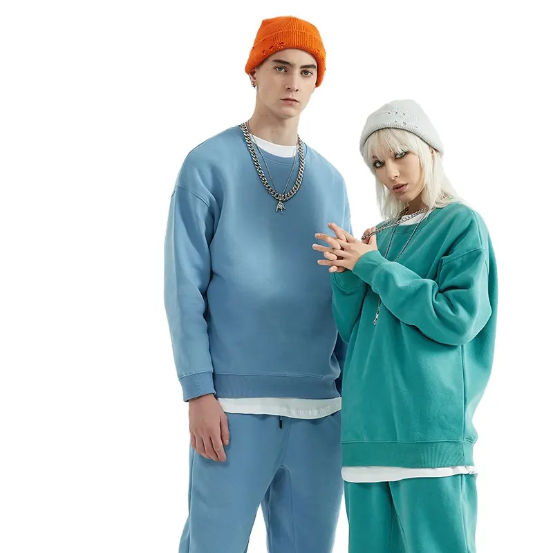 Áo Khoác Có Mũ Hip Hop Cho Nam, Áo Hoodie Rộng Cổ Tròn Trơn Màu Nhung 330G Ngoại Cỡ