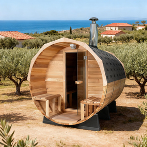 Sauna a Botte per Esterni in Legno di Hemlock Puro per 6-8 Persone, Basso EMF, Produzione Diretta 2026 - Product Image 1