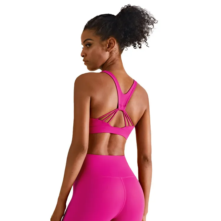 Sujetador deportivo para mujer, de 75 nailon, 25 licra, espalda en V, Sexy, para Yoga y Fitness